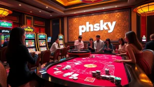 Experience thrilling game action at PHSKY, showcasing vibrant tables and excited players.
