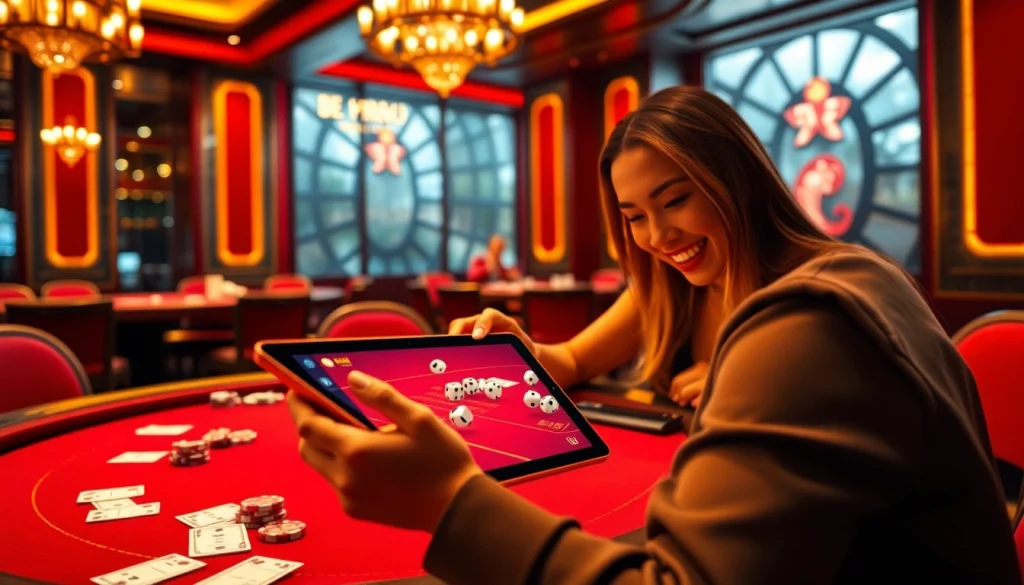 Experience the excitement of the app tài xỉu online with players engaging at a luxurious casino table.