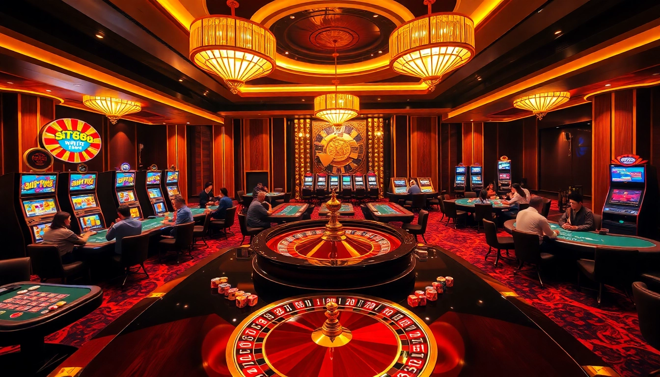 Experience the thrill of gambling at NK88 with vibrant casino tables and high-stakes action.